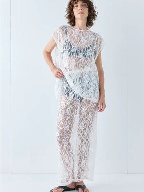 Sheer White Lace Maxi set